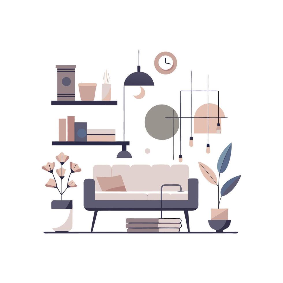 Stylish Icons for Minimalist Interior Decoration vector
