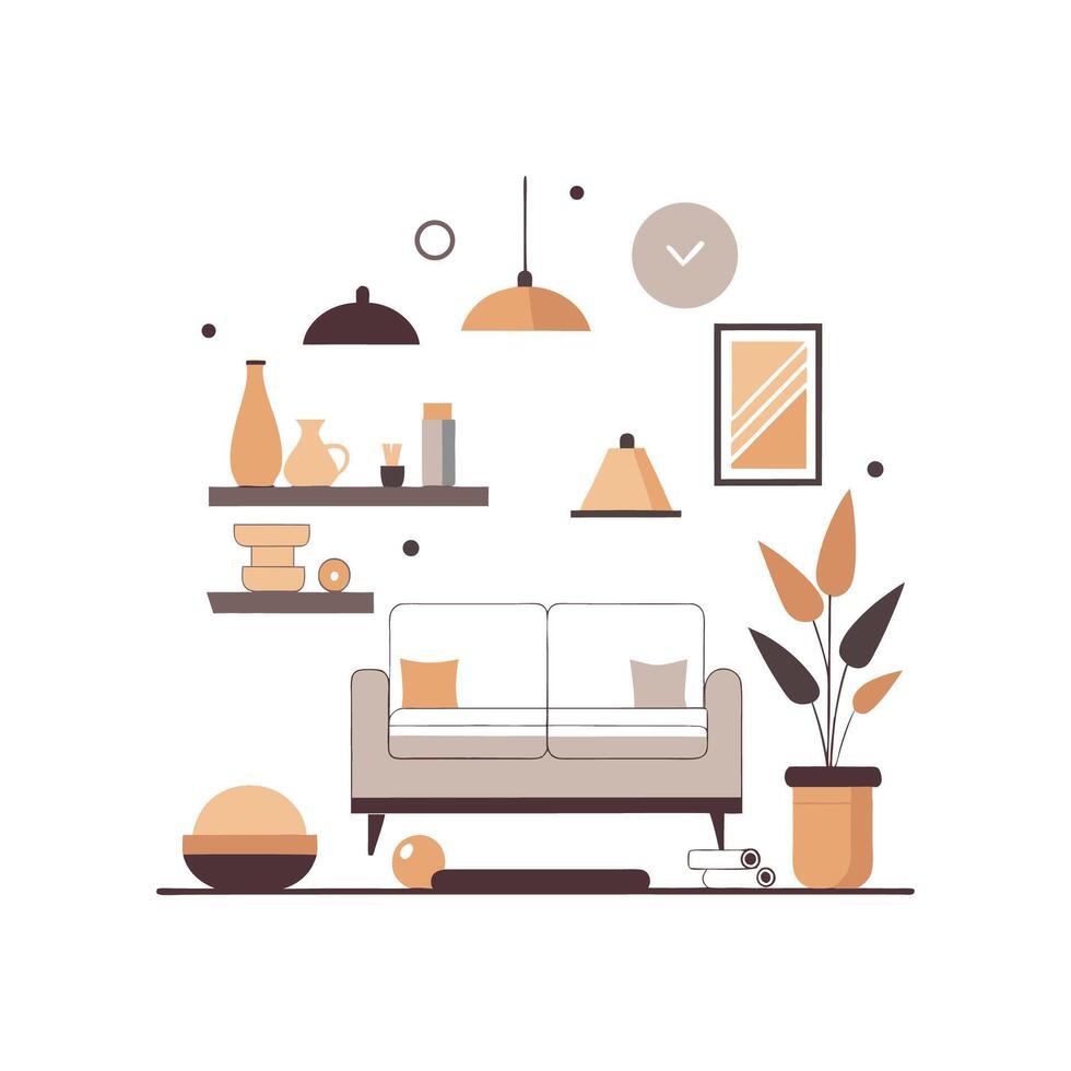 Chic Icons for Minimalist Interior Essentials vector