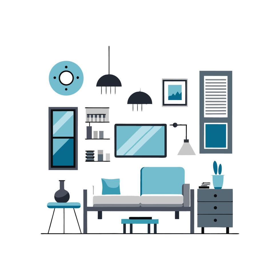 Sophisticated Icons for Apartment Interior Designs vector