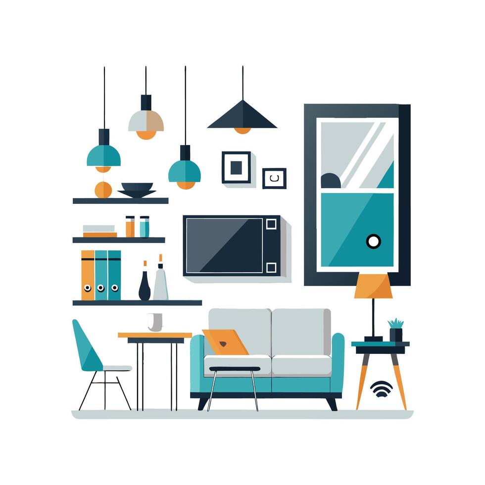 Diverse Icons for Trendy Apartment Designs vector