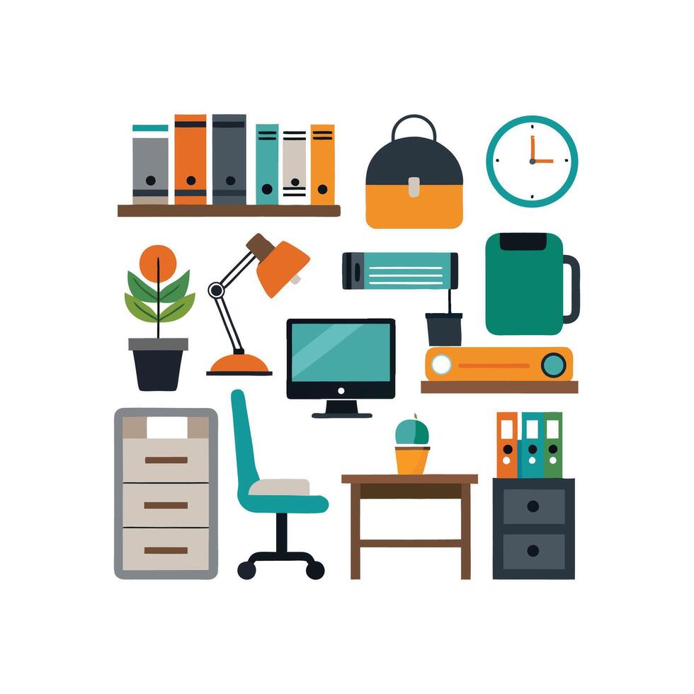 Stylish Icons for Functional Desk Designs vector