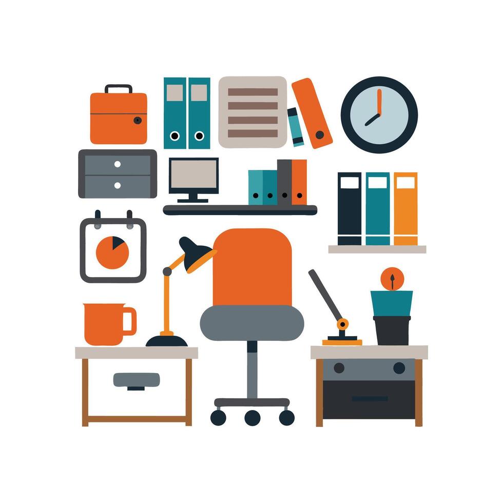 Innovative Icons for Office Desk Designs vector