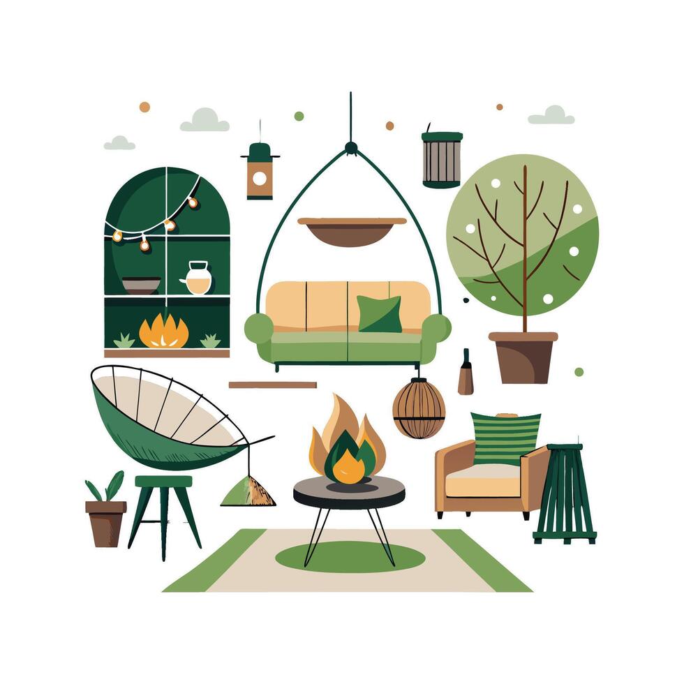 Outdoor Living Space Design Icons for Creativity vector