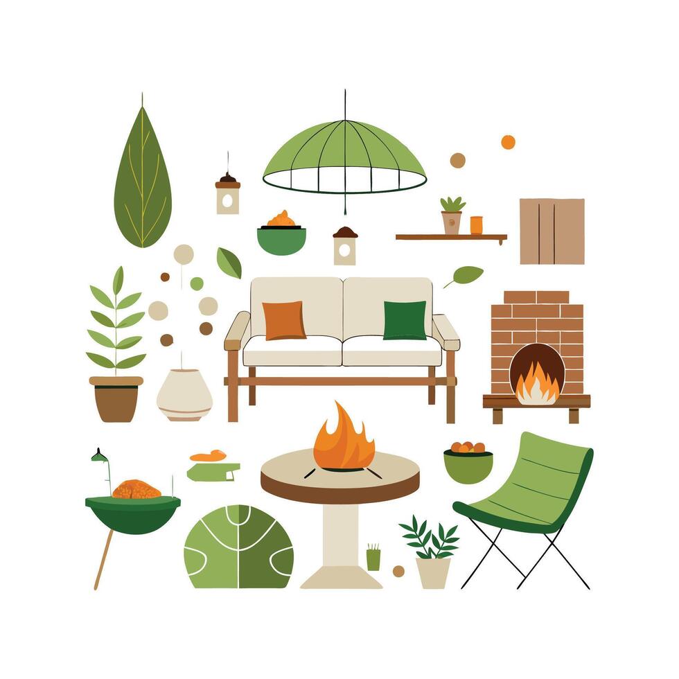 Variety of Icons for Stylish Outdoor Living Spaces vector