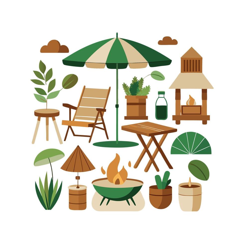 Stylish Icons for Creating Stunning Outdoor Spaces vector