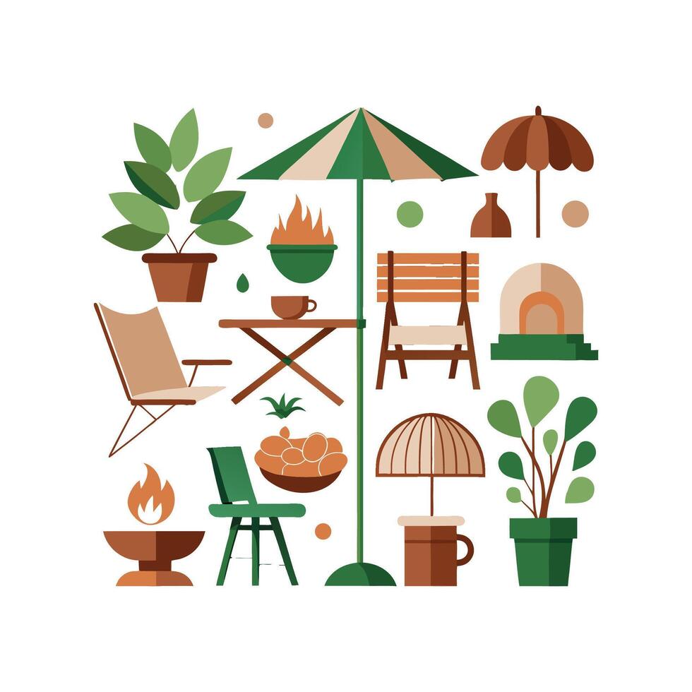 Creative Icons for Vibrant Outdoor Living Spaces vector