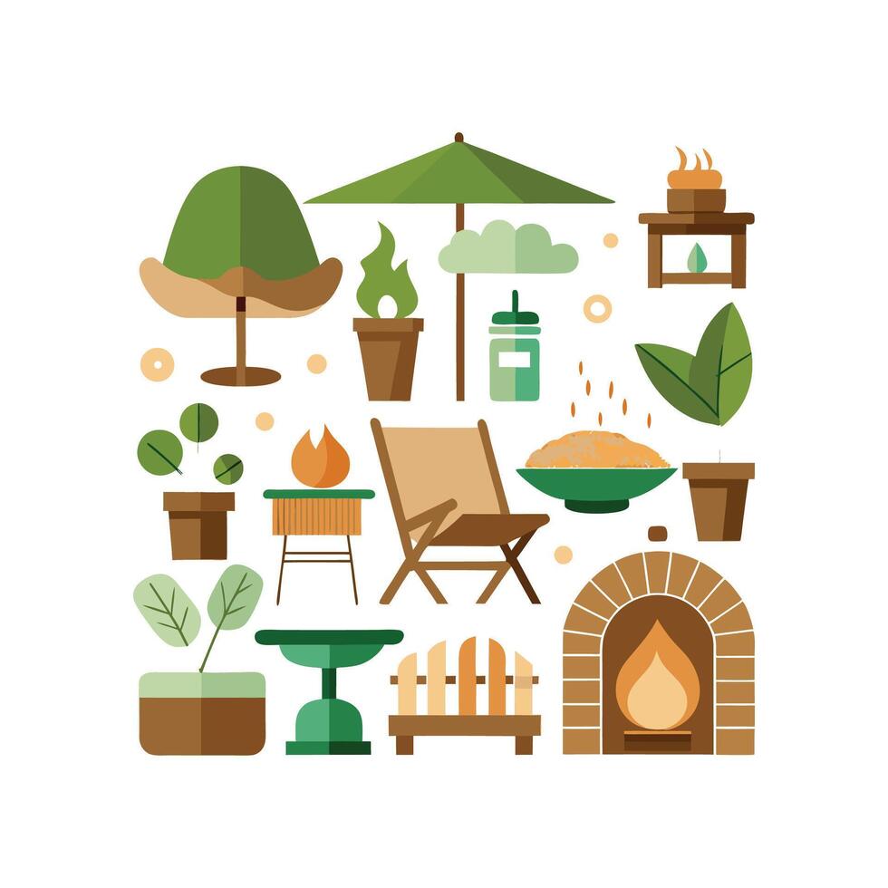 Essential Icons for Practical Outdoor Patio Designs vector