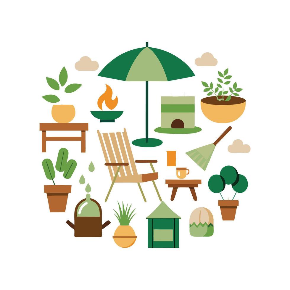 Versatile Icons for Beautiful Outdoor Patio Designs vector