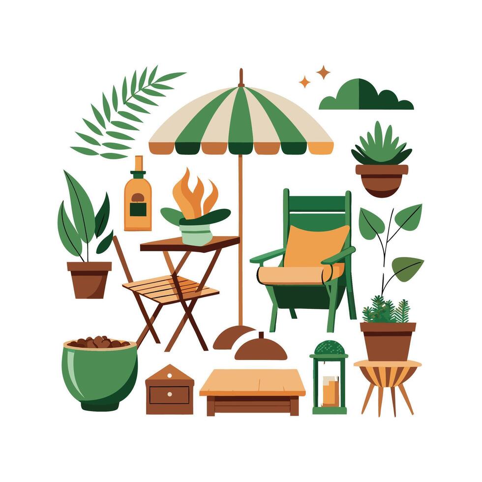 Practical Icons for Outdoor Living Spaces Design vector