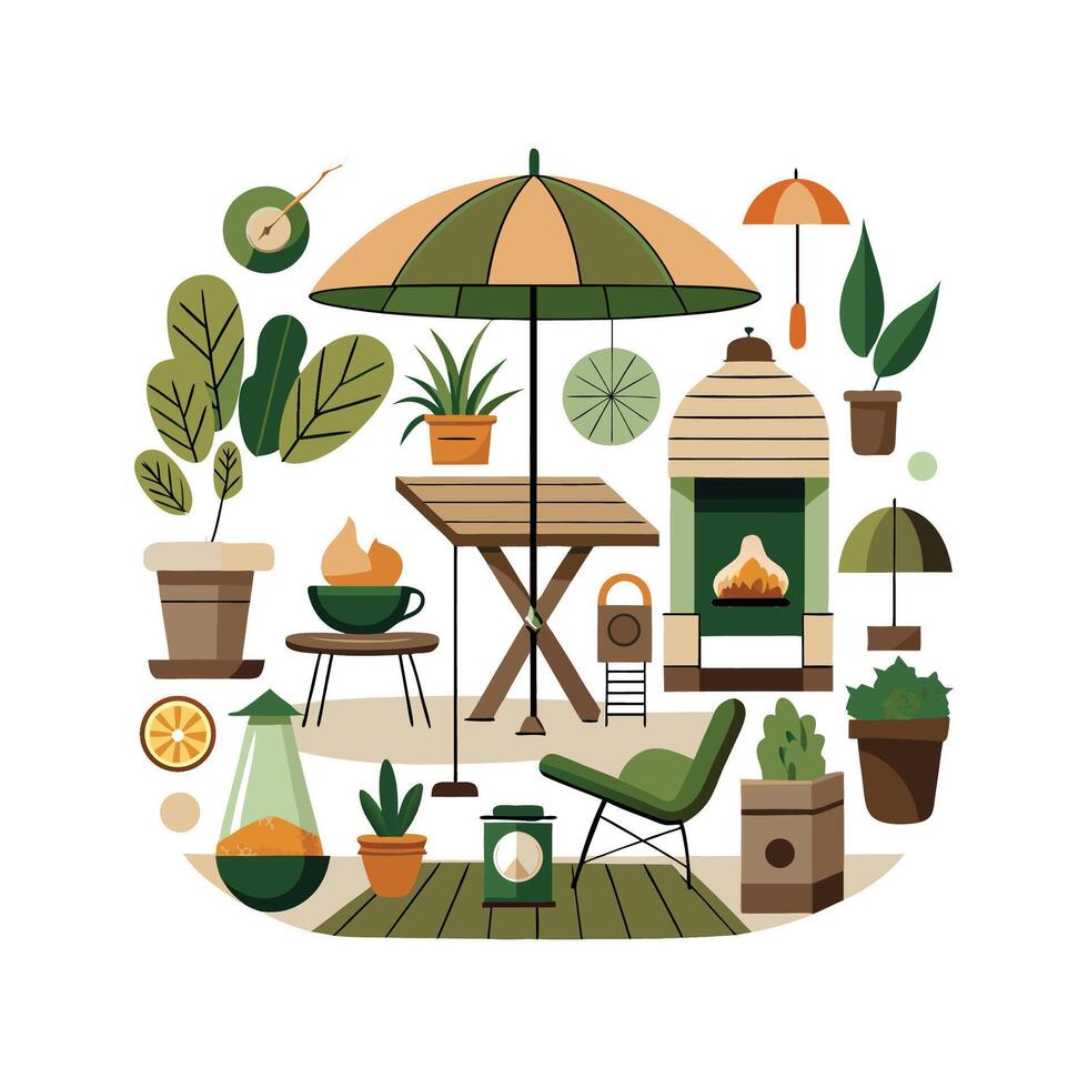 Practical Icons for Outdoor Living and Garden Areas vector