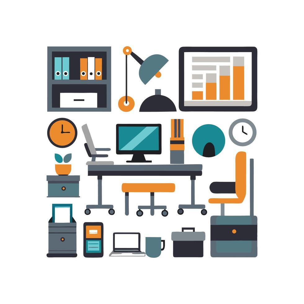 Artistic Icons for Office Desk Decor vector