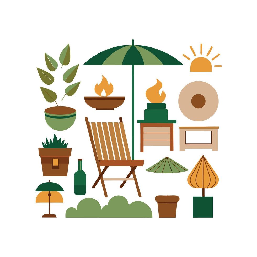 Dynamic Icons for Trendy Outdoor Living Spaces vector