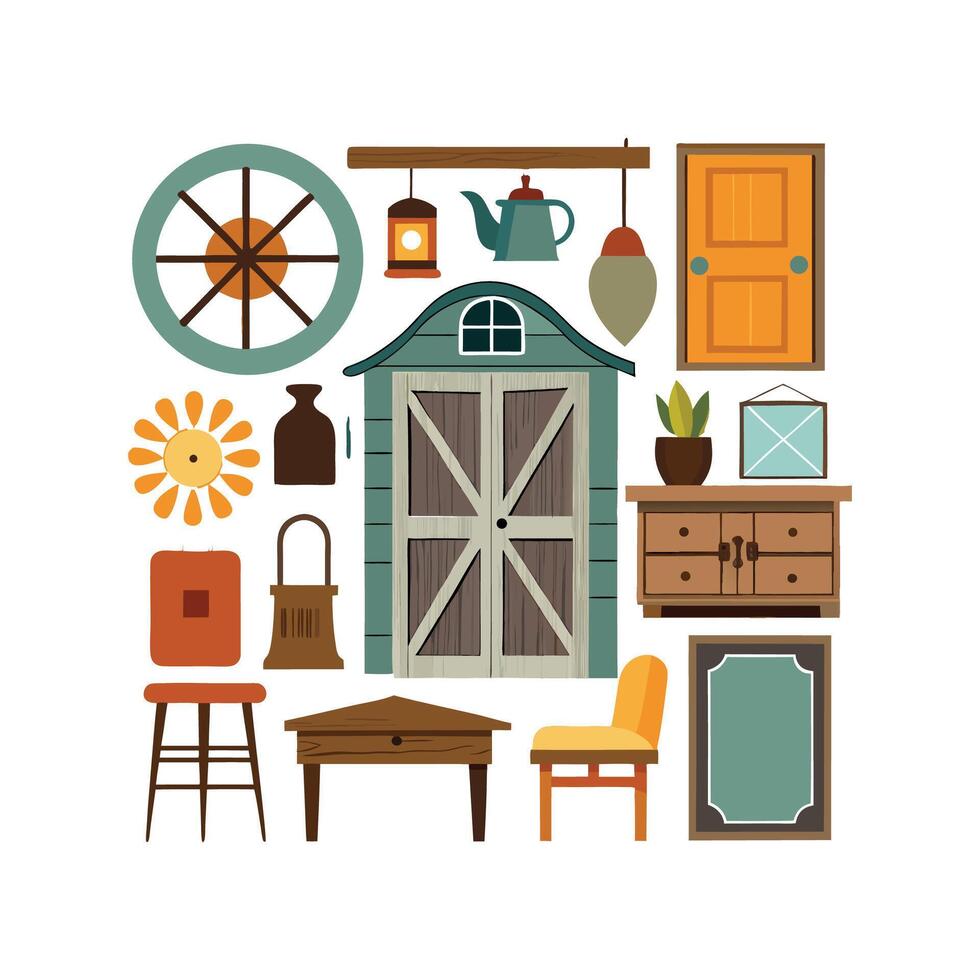 Stylish Icons for Vintage Interior Decor vector