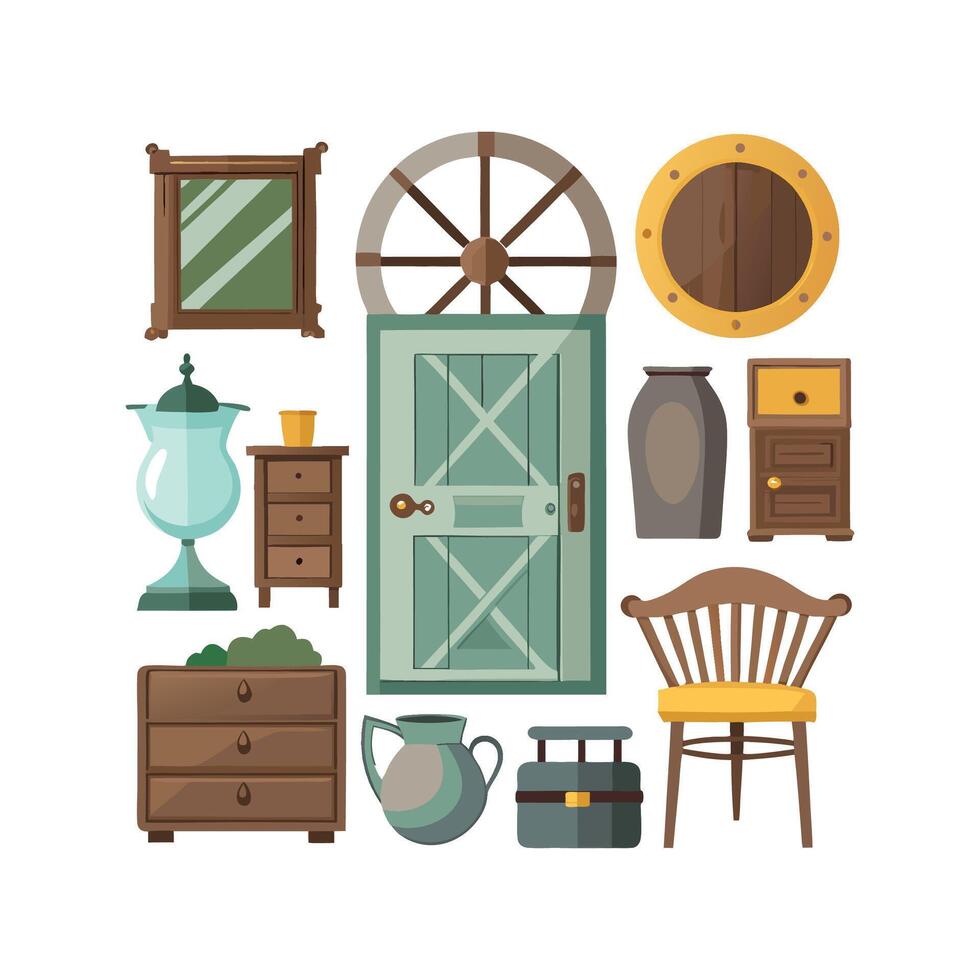 Chic Icons for Vintage Home Accessories vector