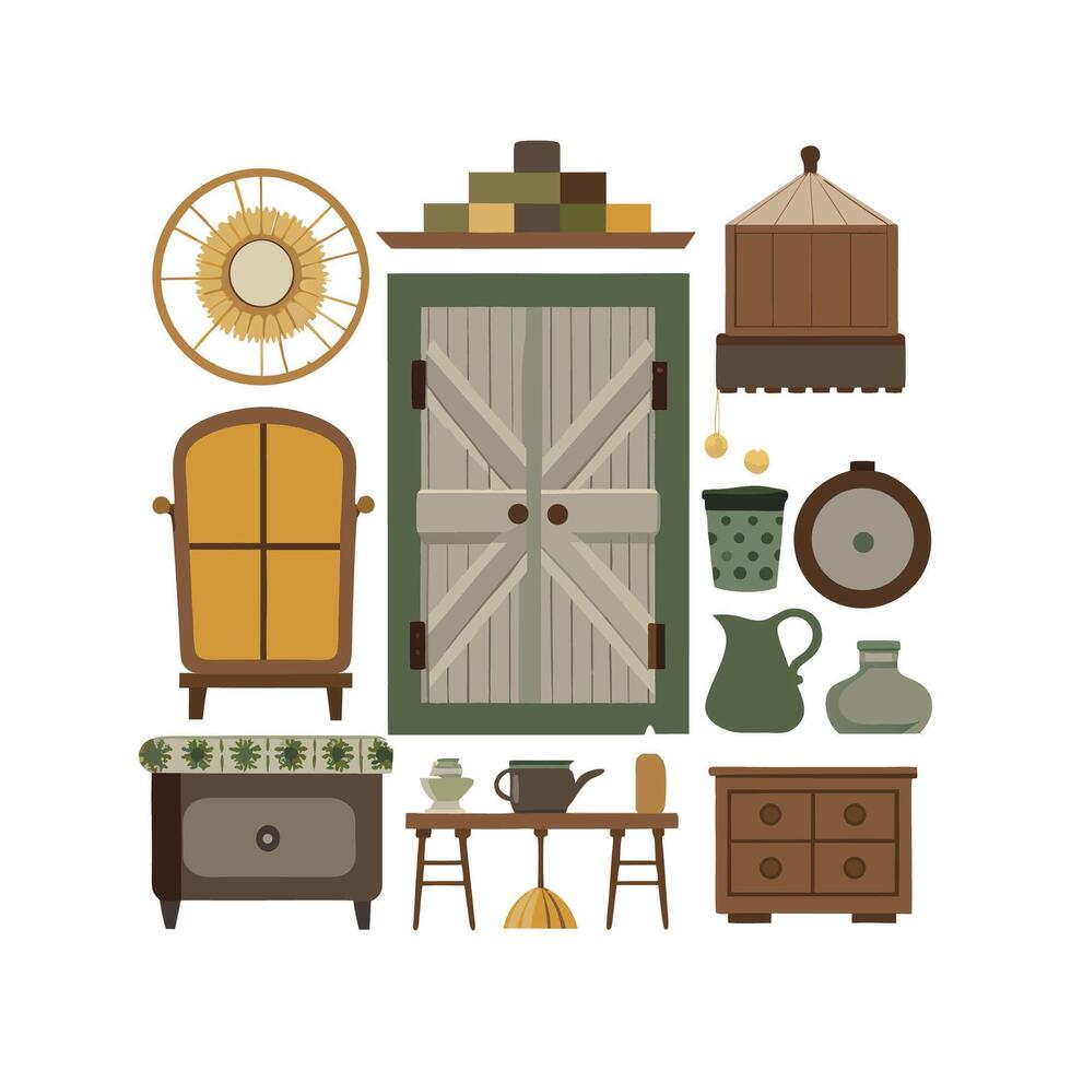 Stylish Icons for Rustic Home Decoration vector