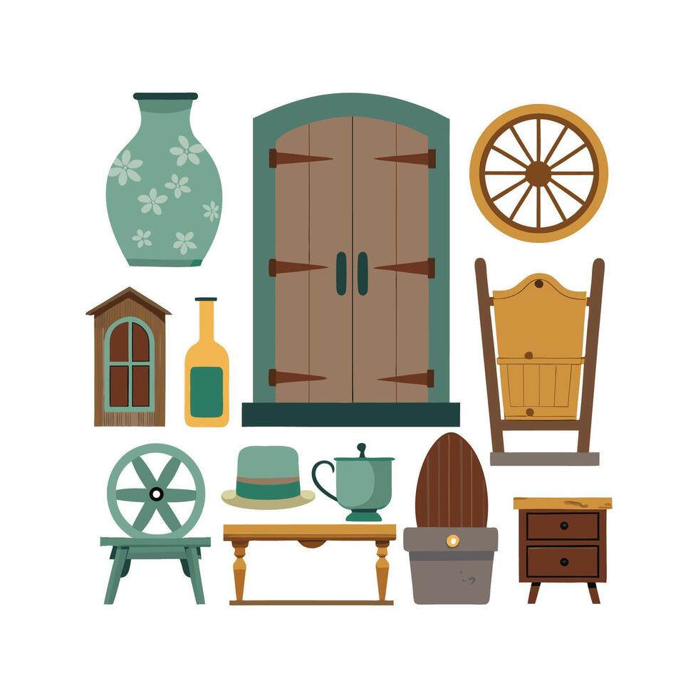 Stylish Icons for Cozy Rustic Home Designs vector