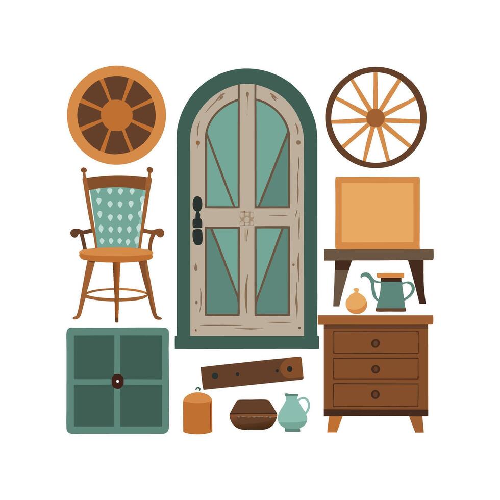 Elegant Icons for Stylish Vintage Interiors vector
