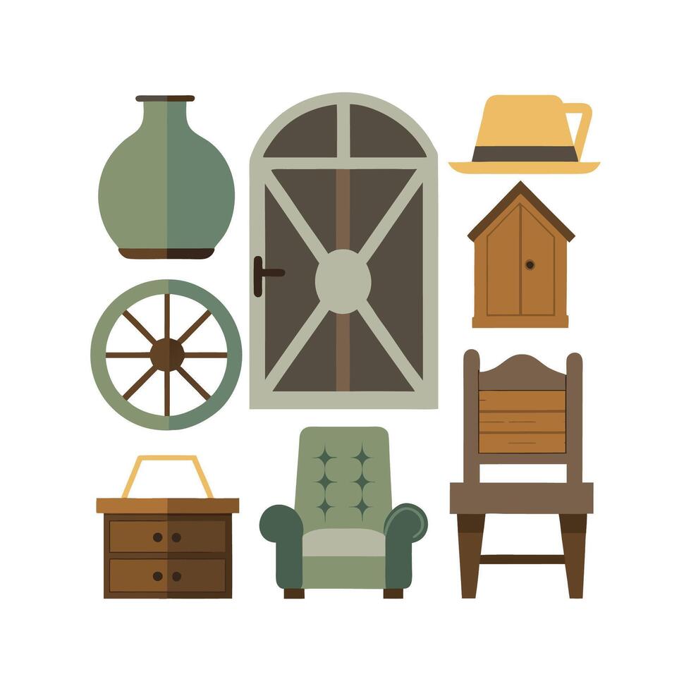 Chic Icons for Vintage Home Styles vector