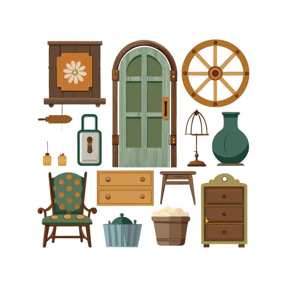 Artistic Icons for Rustic Vintage Decor vector