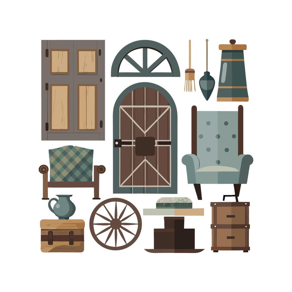 Chic Icons for Elegant Vintage Decor vector