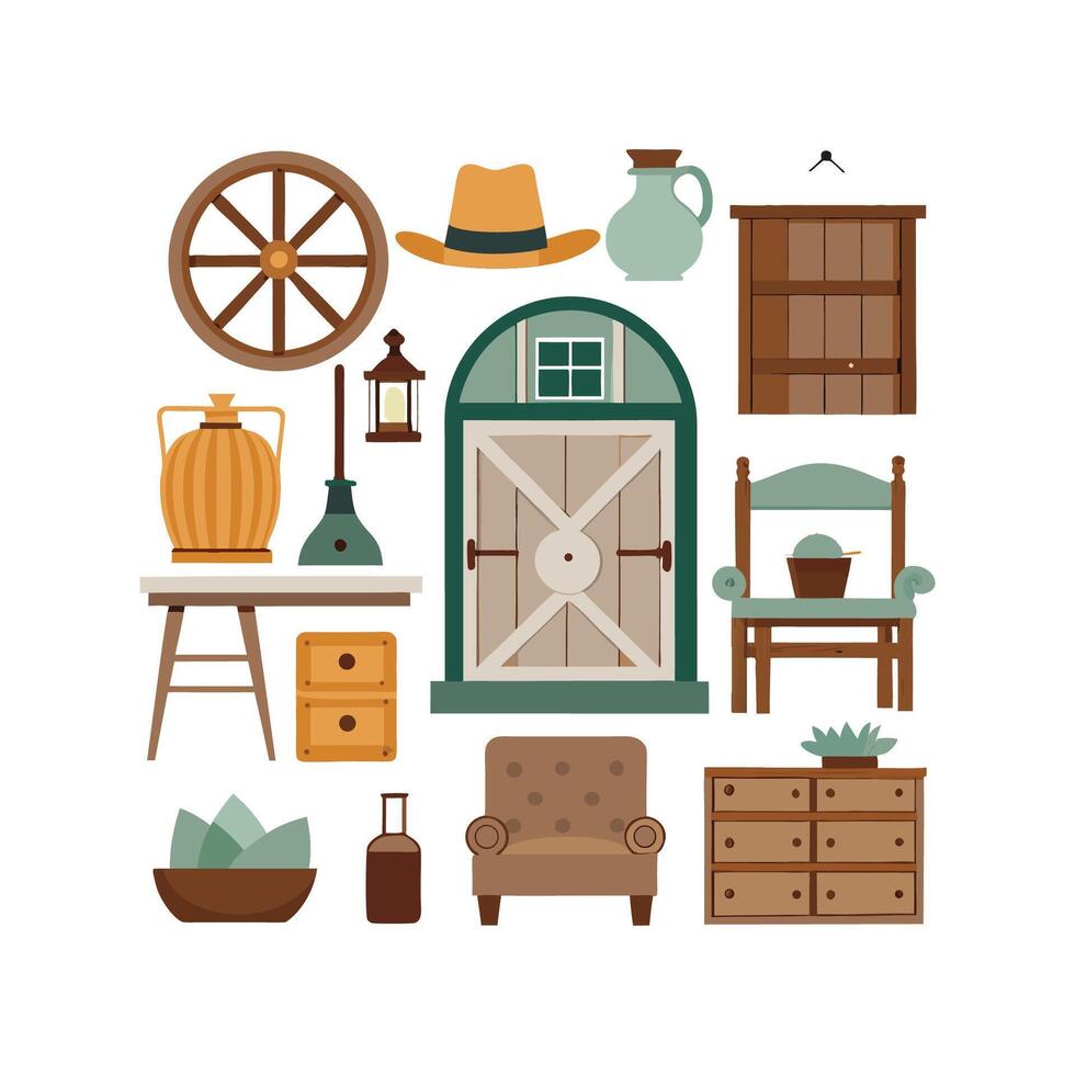 Elegant Icons for Rustic Vintage Furniture vector