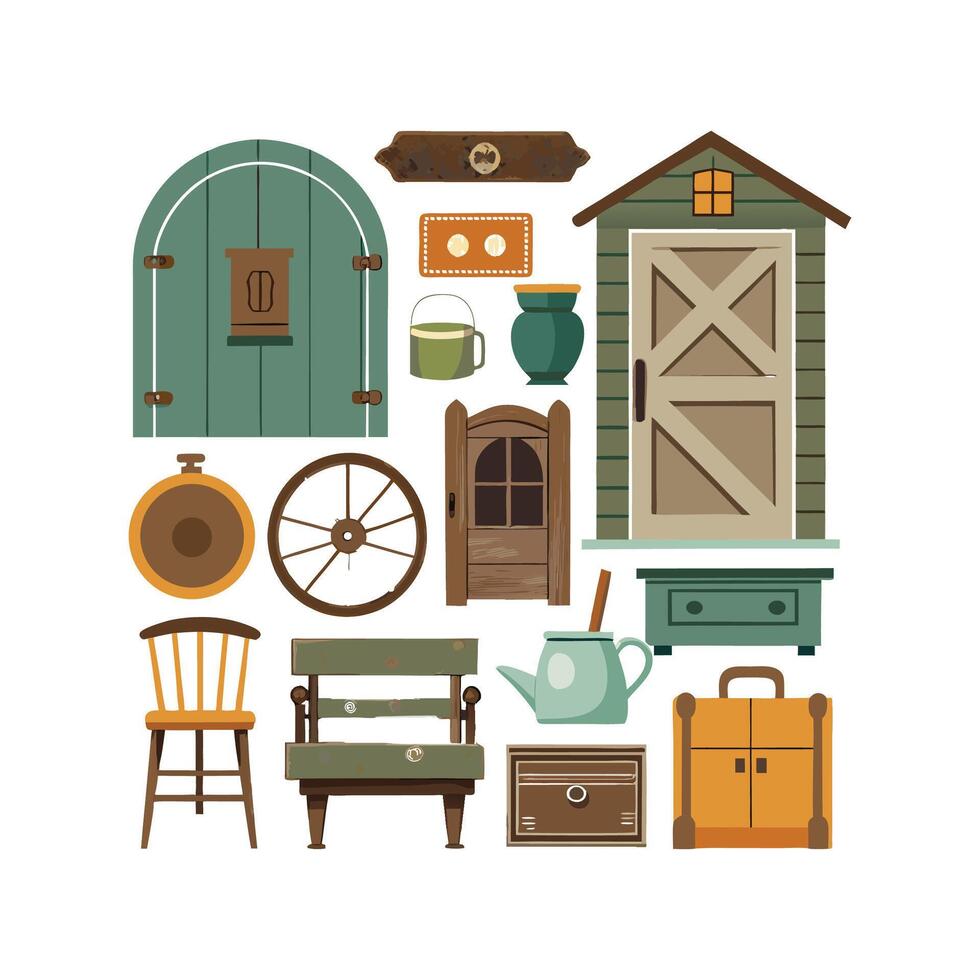 Elegant Icons for Stylish Rustic Furnishings vector
