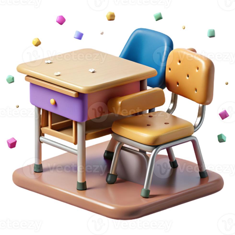 beautiful abstract Classroom Desk and Chair Cutout for School Furniture Designs professional png