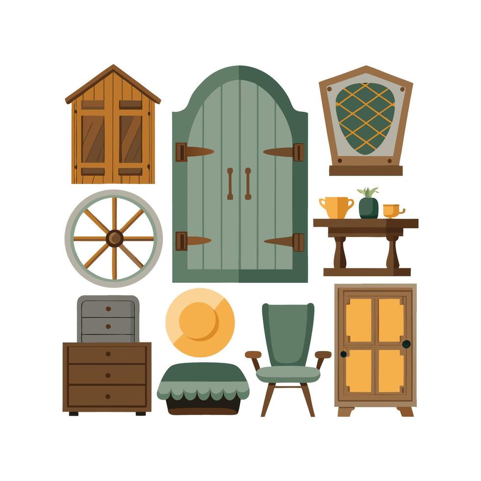 Elegant Icons for Vintage Rustic Home Decor vector