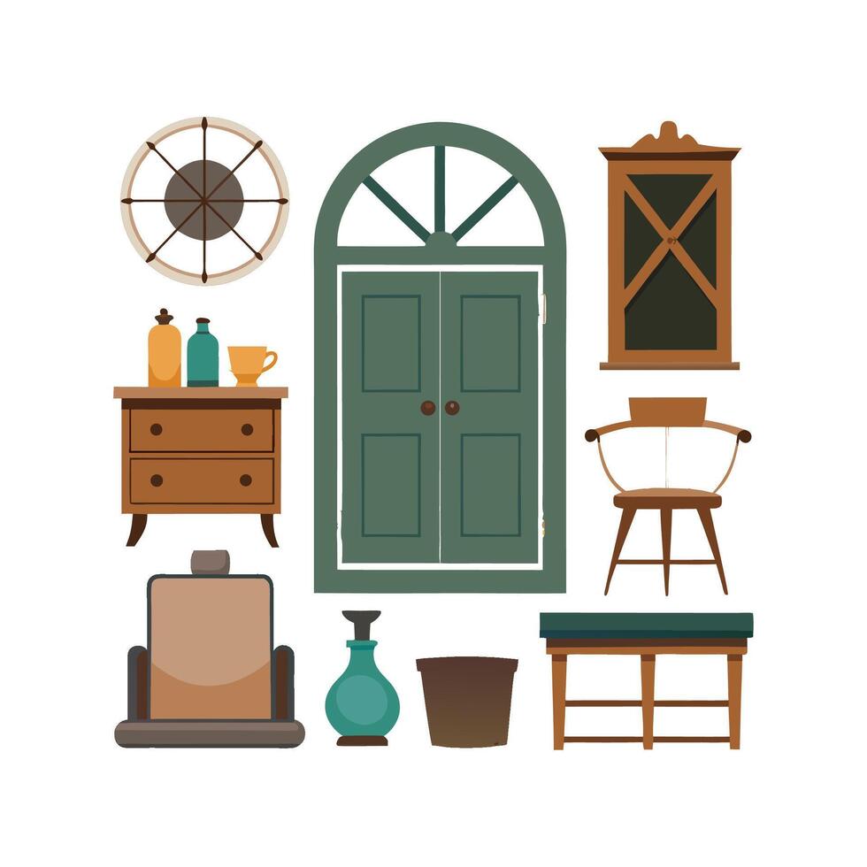 Chic Icons for Classic Rustic Interior Styles vector