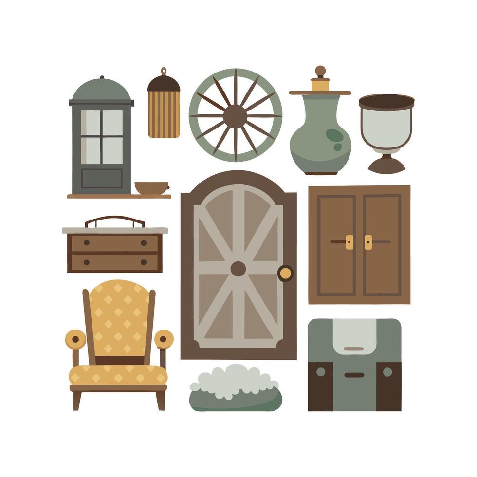 Stylish Icons for Rustic Home Elements vector