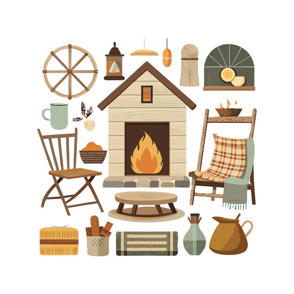 Sophisticated Icons for Engaging Rustic Farmhouse Designs vector