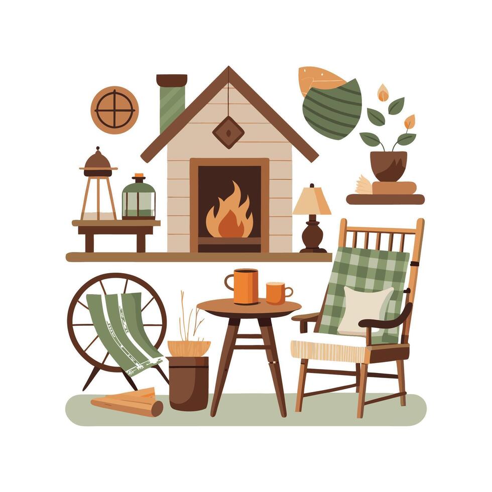 Unique Icons for Cozy Rustic Farmhouse Arrangements vector