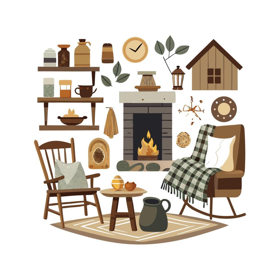 Elegant Icons for Captivating Rustic Home Designs vector