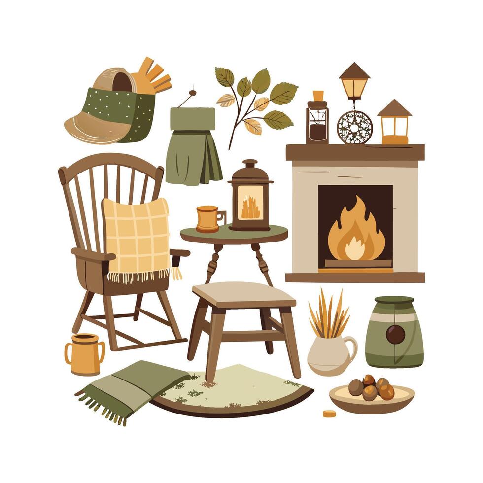 Diverse Icons for Warm Rustic Farmhouse Designs vector