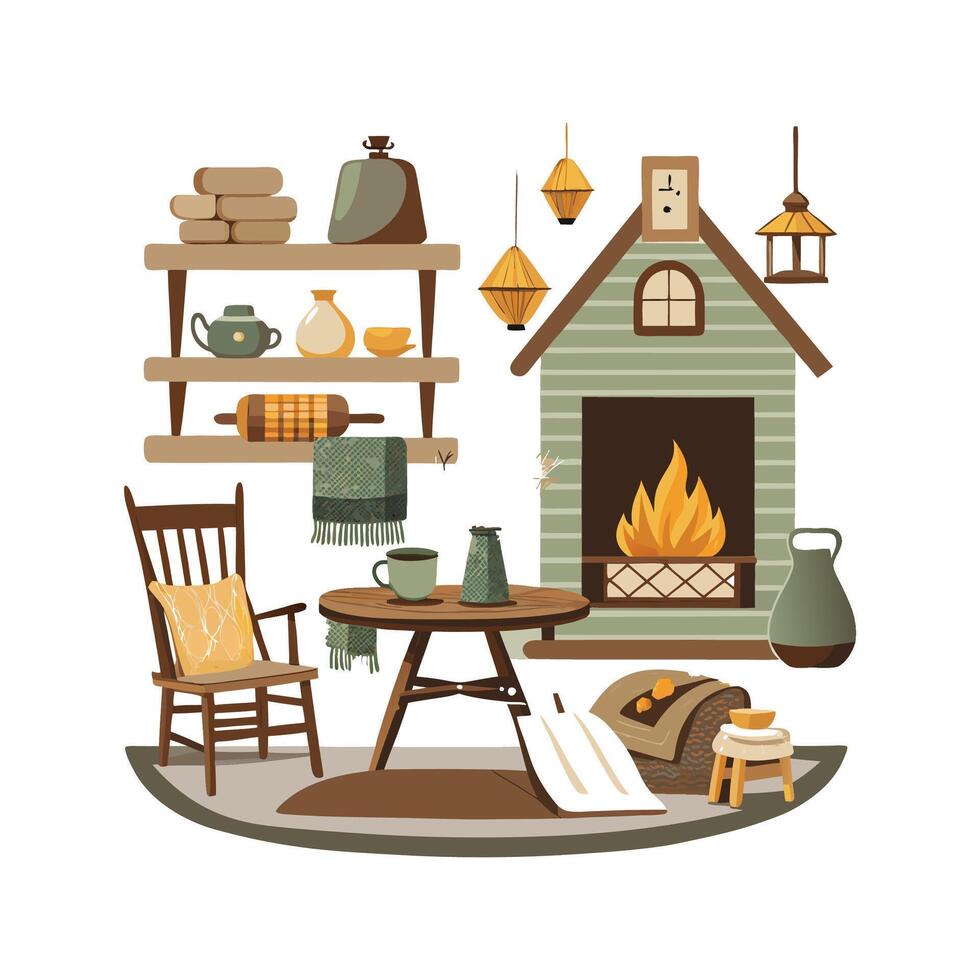 Elegant Icons for Classic Farmhouse Interior Design vector