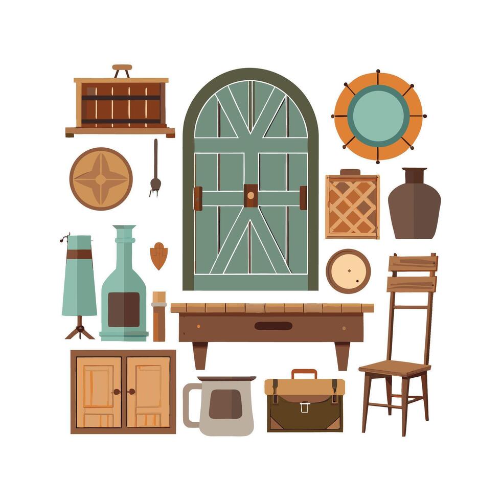 Chic Icons for Vintage Rustic Home Styles vector