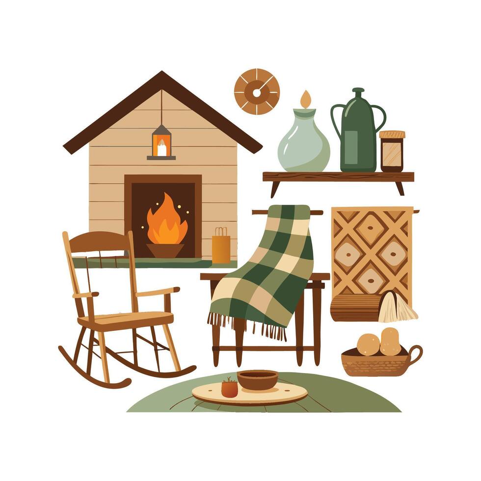 Diverse Icons for Delightful Rustic Farmhouse Interiors vector
