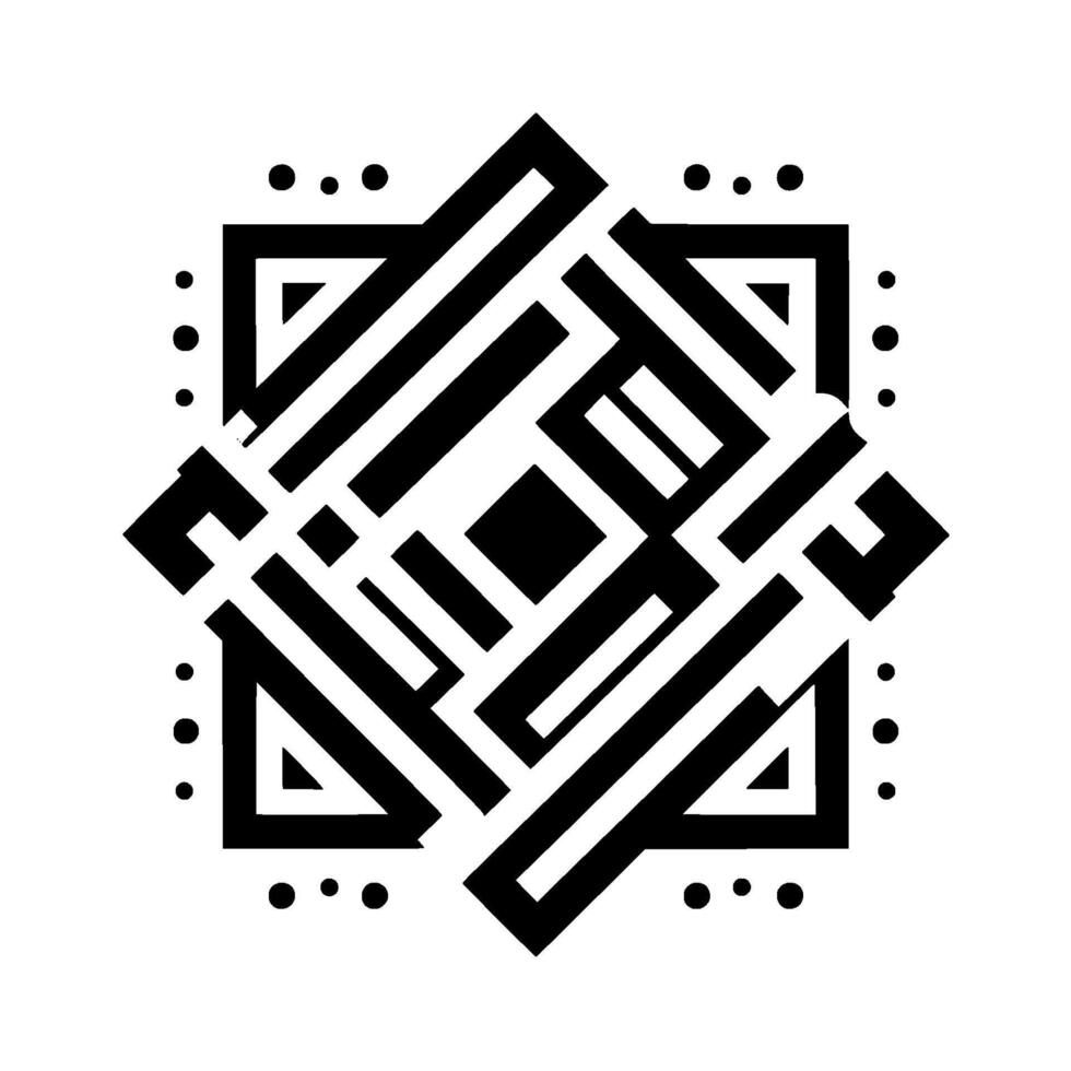 Geometric Black and White Abstract Composition Featuring Overlapping Rectangular Shapes with Shadowing Dot Accents, Centered. vector