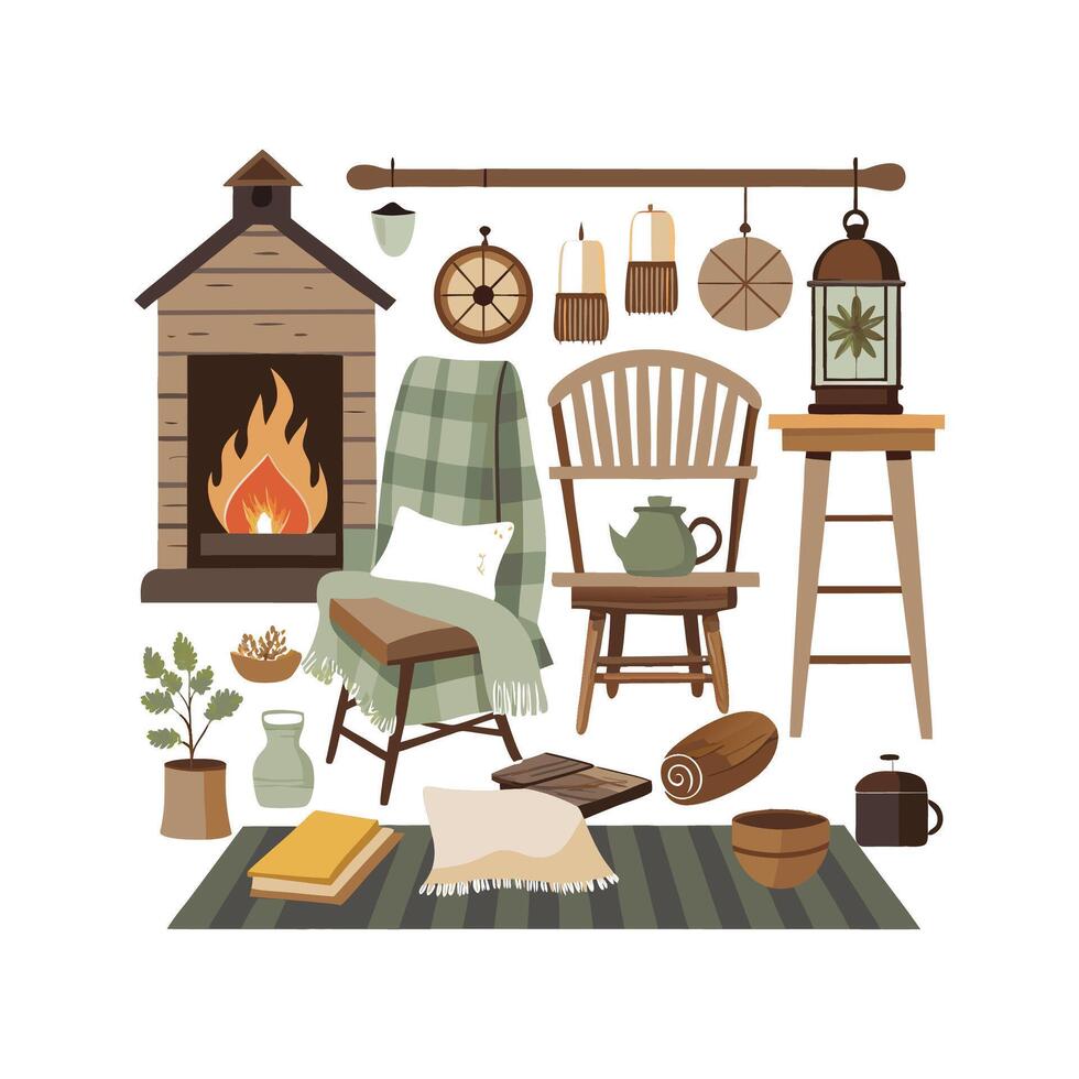 Charming Icons for Unique Rustic Farmhouse Styles vector