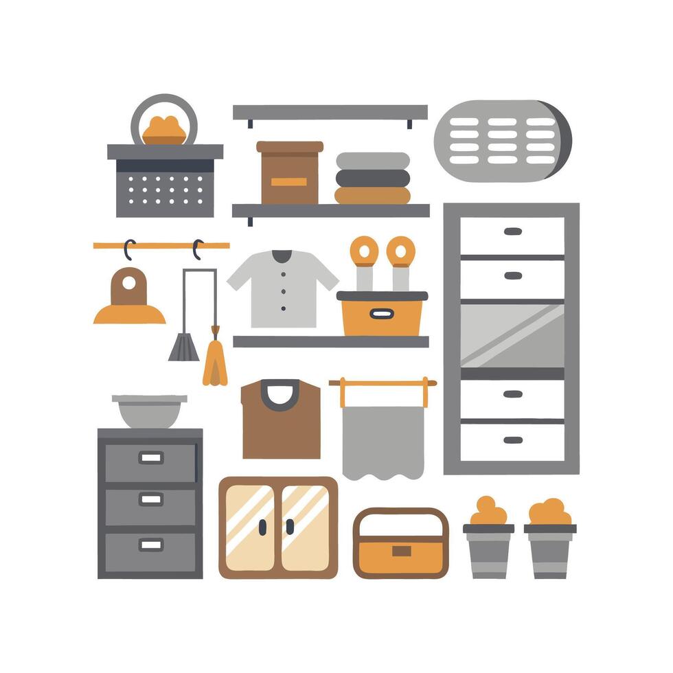 Chic Icons for Storage Solutions Shelving vector