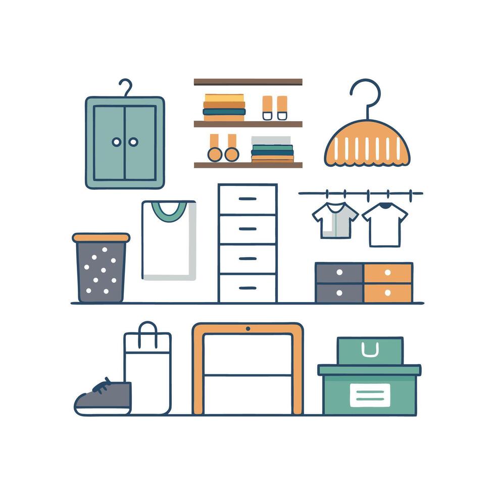 Elegant Icons for Stylish Storage Shelving vector