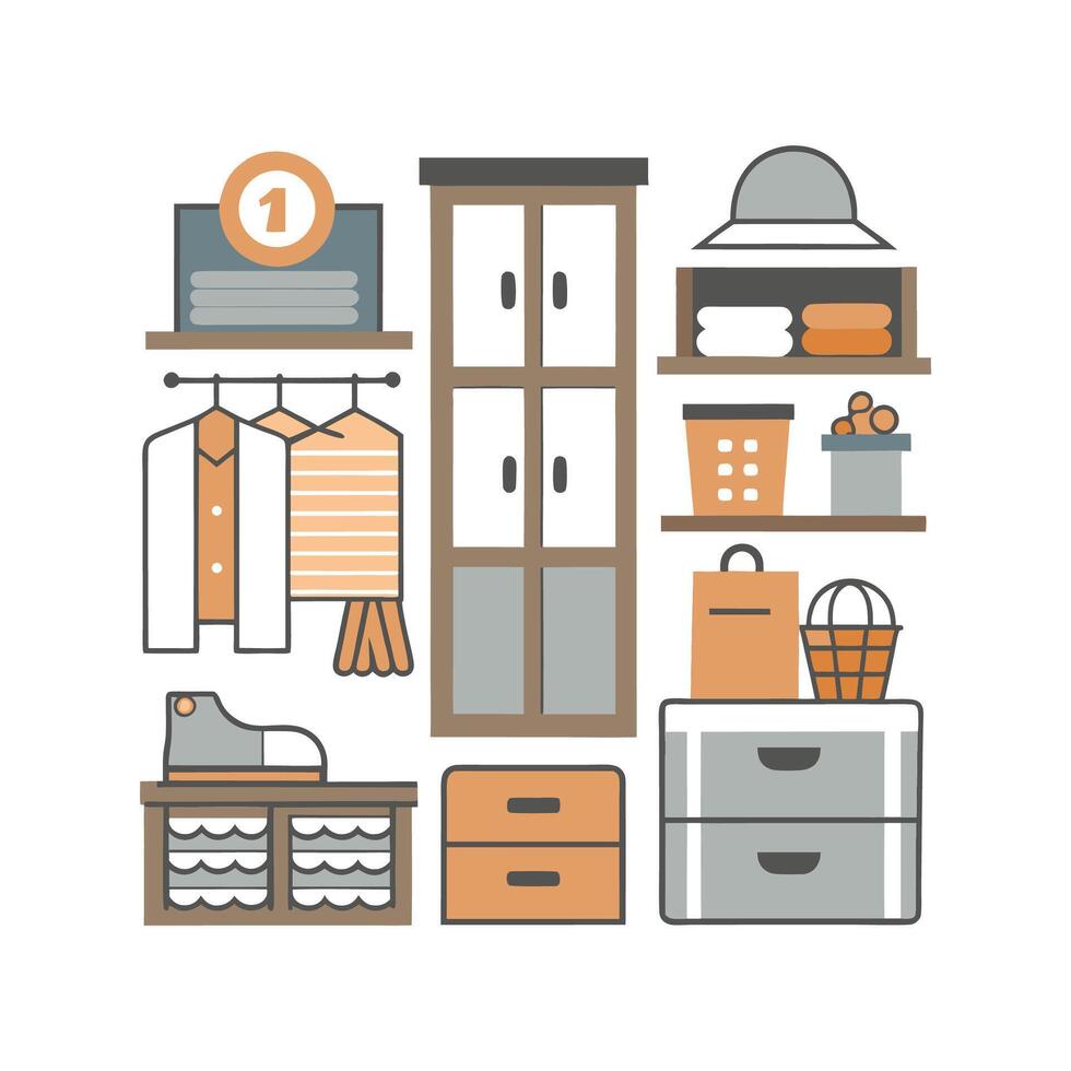 Chic Icons for Beautiful Storage Solutions vector