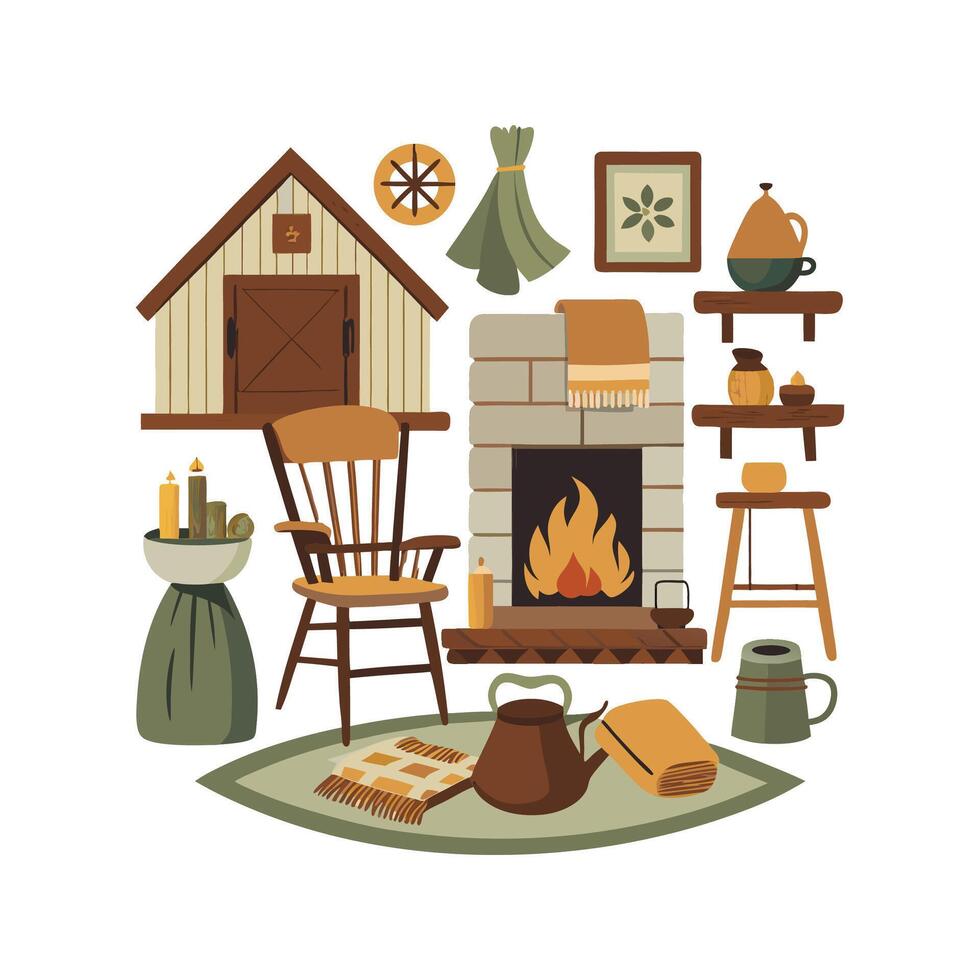 Comprehensive Icons for Farmhouse Interior Details vector