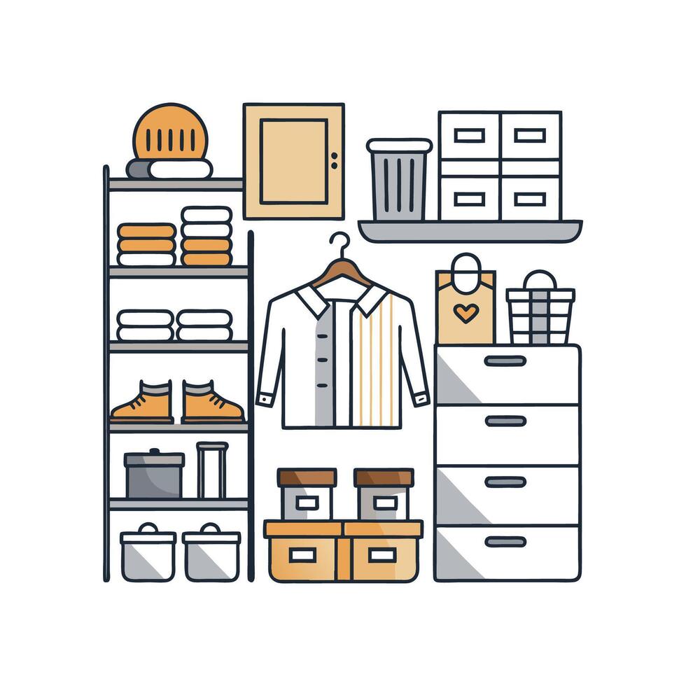 Chic Icons for Stylish Shelving Solutions vector