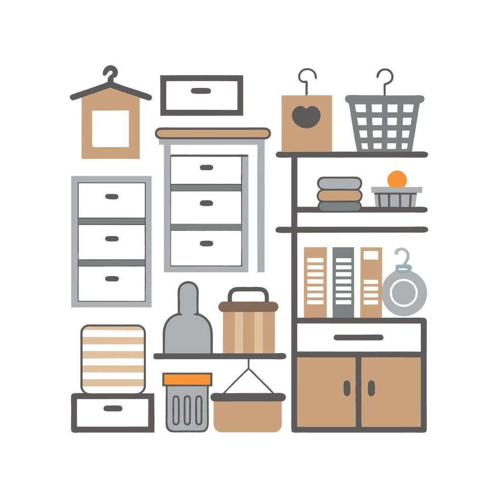 Stylish Icons for Rustic Storage Solutions vector