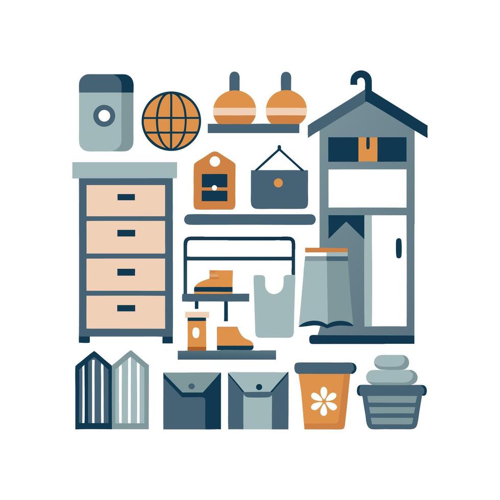 Elegant Icons for Chic Storage Solutions vector