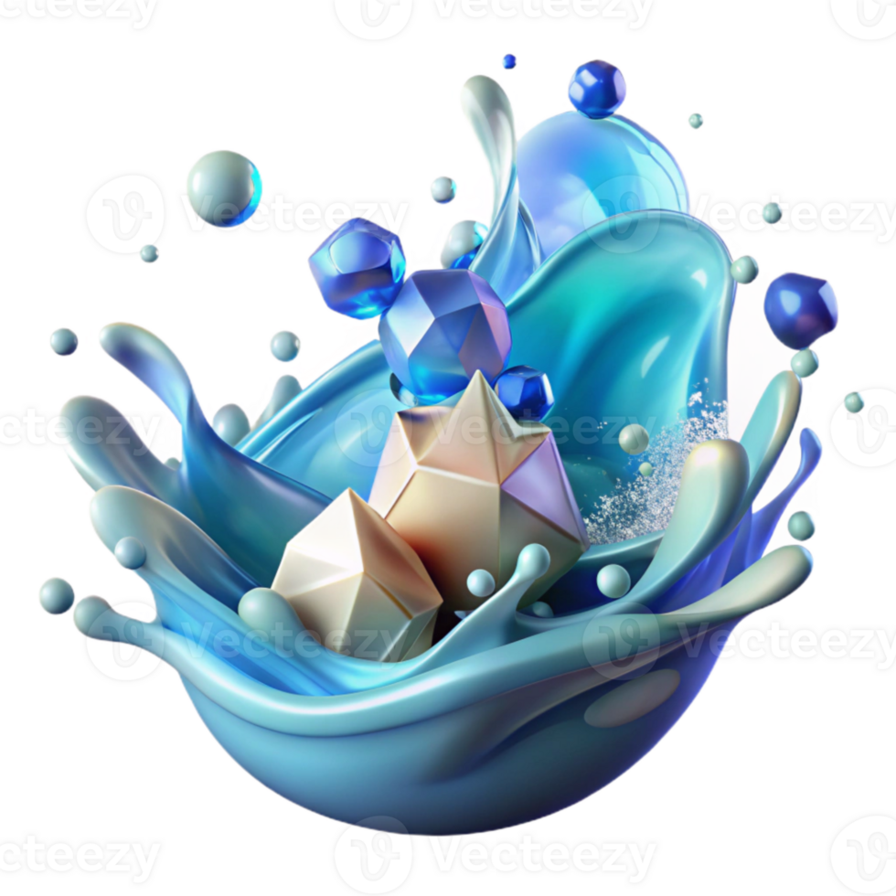 serene artistic Cool Water Splash Graphic Transparent Background exclusive png