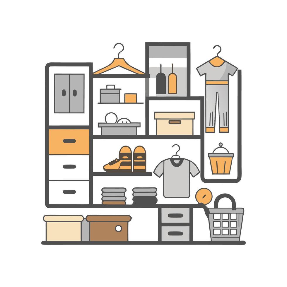 Chic Icons for Display Shelving Solutions vector