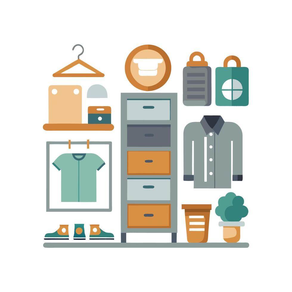 Chic Icons for Unique Storage Shelves vector
