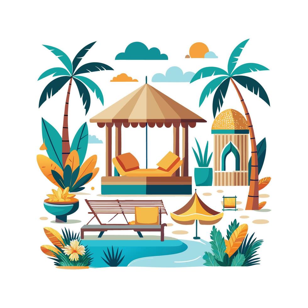 Elegant Icons for Tropical Retreats vector